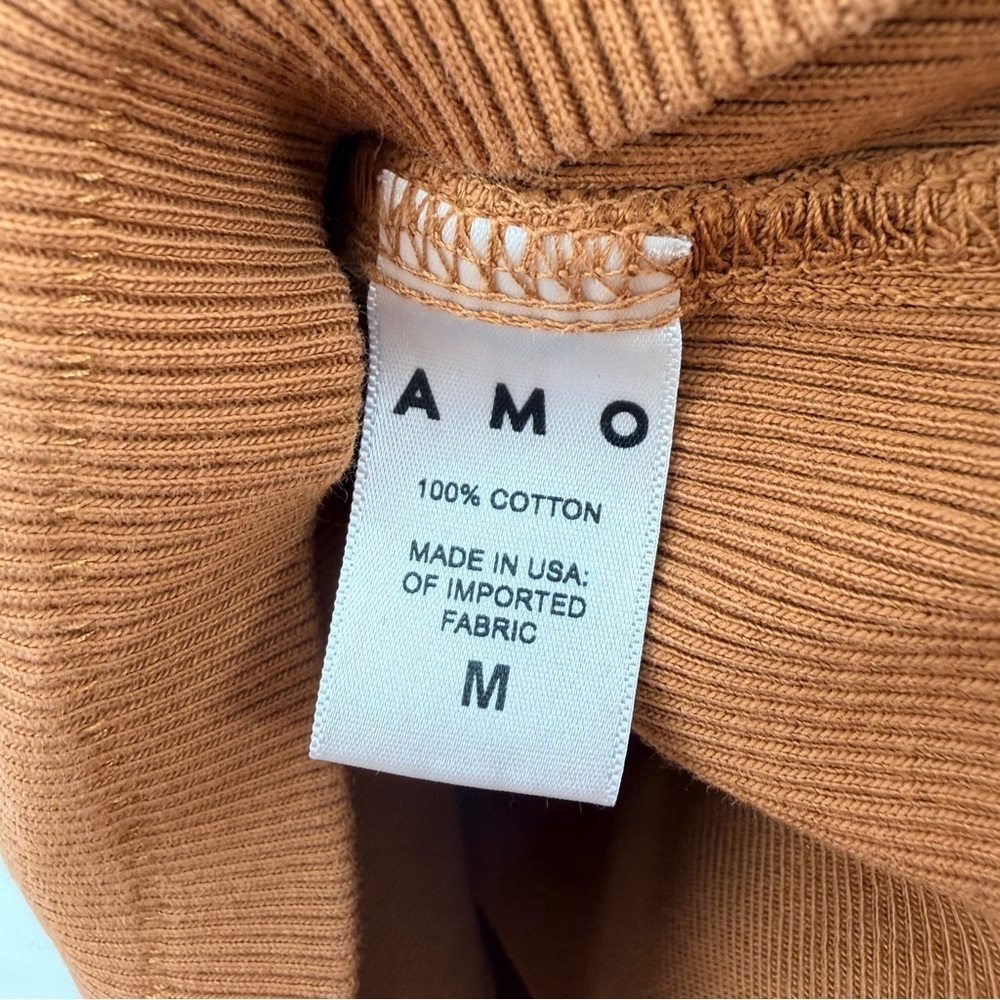 AMO Puff Sleeve Turtleneck Ribbed Sepia Medium - Picture 4 of 6